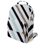 Pattern, Black, Blue, Gold, Lines, Stripes Flap Pocket Backpack (Small)