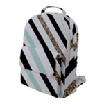 Pattern, Black, Blue, Gold, Lines, Stripes Flap Pocket Backpack (Large)