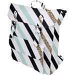 Pattern, Black, Blue, Gold, Lines, Stripes Buckle Up Backpack