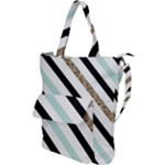 Pattern, Black, Blue, Gold, Lines, Stripes Shoulder Tote Bag