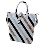 Pattern, Black, Blue, Gold, Lines, Stripes Buckle Top Tote Bag