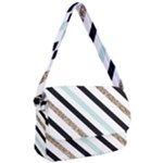 Pattern, Black, Blue, Gold, Lines, Stripes Courier Bag