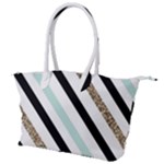 Pattern, Black, Blue, Gold, Lines, Stripes Canvas Shoulder Bag