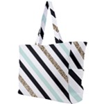 Pattern, Black, Blue, Gold, Lines, Stripes Simple Shoulder Bag