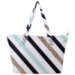 Pattern, Black, Blue, Gold, Lines, Stripes Full Print Shoulder Bag