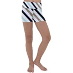 Pattern, Black, Blue, Gold, Lines, Stripes Kids  Lightweight Velour Yoga Shorts