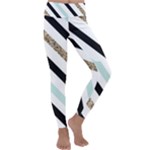 Pattern, Black, Blue, Gold, Lines, Stripes Kids  Lightweight Velour Classic Yoga Leggings