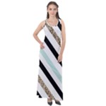 Pattern, Black, Blue, Gold, Lines, Stripes Sleeveless Velour Maxi Dress