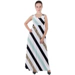 Pattern, Black, Blue, Gold, Lines, Stripes Empire Waist Velour Maxi Dress