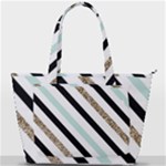 Pattern, Black, Blue, Gold, Lines, Stripes Back Pocket Shoulder Bag 