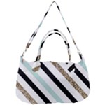 Pattern, Black, Blue, Gold, Lines, Stripes Removable Strap Handbag