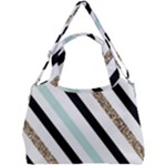 Pattern, Black, Blue, Gold, Lines, Stripes Double Compartment Shoulder Bag