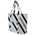 Pattern, Black, Blue, Gold, Lines, Stripes Zip Up Canvas Bag