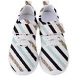 Pattern, Black, Blue, Gold, Lines, Stripes Women s Velcro Strap Shoes