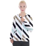 Pattern, Black, Blue, Gold, Lines, Stripes Casual Zip Up Jacket