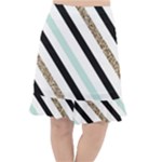 Pattern, Black, Blue, Gold, Lines, Stripes Fishtail Chiffon Skirt