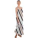 Pattern, Black, Blue, Gold, Lines, Stripes Cami Maxi Ruffle Chiffon Dress