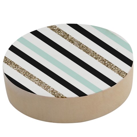 Pattern, Black, Blue, Gold, Lines, Stripes Wooden Bottle Opener (Round) from ArtsNow.com