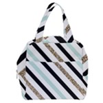 Pattern, Black, Blue, Gold, Lines, Stripes Boxy Hand Bag