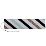 Pattern, Black, Blue, Gold, Lines, Stripes Roll Up Canvas Pencil Holder (L)