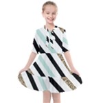 Pattern, Black, Blue, Gold, Lines, Stripes Kids  All Frills Chiffon Dress