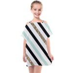 Pattern, Black, Blue, Gold, Lines, Stripes Kids  One Piece Chiffon Dress