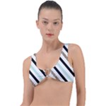 Pattern, Black, Blue, Gold, Lines, Stripes Ring Detail Bikini Top