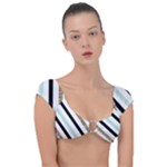 Pattern, Black, Blue, Gold, Lines, Stripes Cap Sleeve Ring Bikini Top