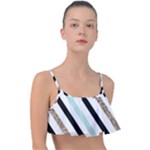 Pattern, Black, Blue, Gold, Lines, Stripes Frill Bikini Top