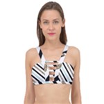 Pattern, Black, Blue, Gold, Lines, Stripes Cage Up Bikini Top