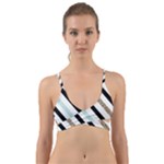 Pattern, Black, Blue, Gold, Lines, Stripes Wrap Around Bikini Top