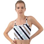 Pattern, Black, Blue, Gold, Lines, Stripes Mini Tank Bikini Top