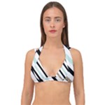 Pattern, Black, Blue, Gold, Lines, Stripes Double Strap Halter Bikini Top