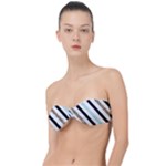 Pattern, Black, Blue, Gold, Lines, Stripes Classic Bandeau Bikini Top 