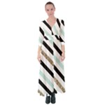 Pattern, Black, Blue, Gold, Lines, Stripes Button Up Maxi Dress