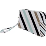 Pattern, Black, Blue, Gold, Lines, Stripes Wristlet Pouch Bag (Small)