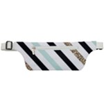 Pattern, Black, Blue, Gold, Lines, Stripes Active Waist Bag