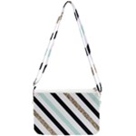 Pattern, Black, Blue, Gold, Lines, Stripes Double Gusset Crossbody Bag