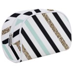 Pattern, Black, Blue, Gold, Lines, Stripes Make Up Case (Medium)