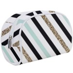 Pattern, Black, Blue, Gold, Lines, Stripes Make Up Case (Large)