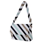 Pattern, Black, Blue, Gold, Lines, Stripes Full Print Messenger Bag (M)