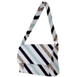 Pattern, Black, Blue, Gold, Lines, Stripes Full Print Messenger Bag (L)