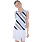 Pattern, Black, Blue, Gold, Lines, Stripes Women s Sleeveless Sports Top