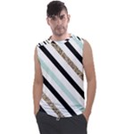 Pattern, Black, Blue, Gold, Lines, Stripes Men s Regular Tank Top