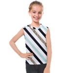 Pattern, Black, Blue, Gold, Lines, Stripes Kids  Mesh Tank Top