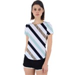 Pattern, Black, Blue, Gold, Lines, Stripes Back Cut Out Sport T-Shirt