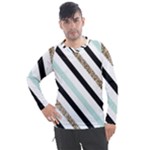 Pattern, Black, Blue, Gold, Lines, Stripes Men s Pique Long Sleeve T-Shirt