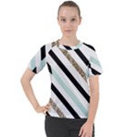 Pattern, Black, Blue, Gold, Lines, Stripes Women s Sport Raglan T-Shirt