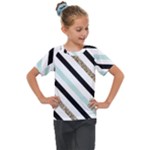 Pattern, Black, Blue, Gold, Lines, Stripes Kids  Mesh Piece T-Shirt