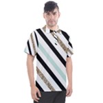 Pattern, Black, Blue, Gold, Lines, Stripes Men s Polo T-Shirt